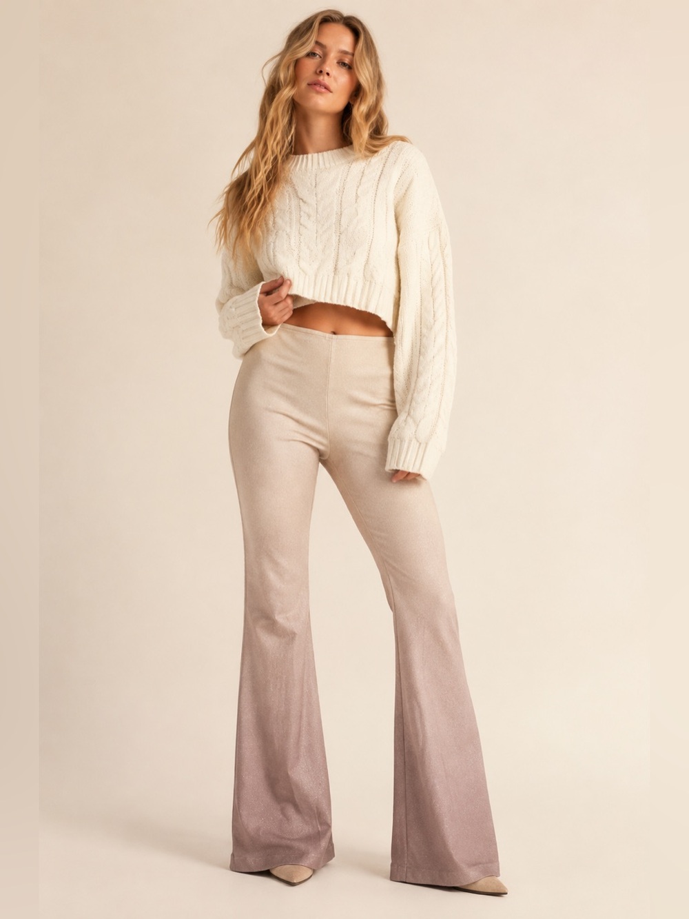 vintage Y2K Garage glitter ombré flare trousers